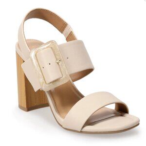LC Lauren Conrad Milenna Block Heel Sandals in Bone 7.5